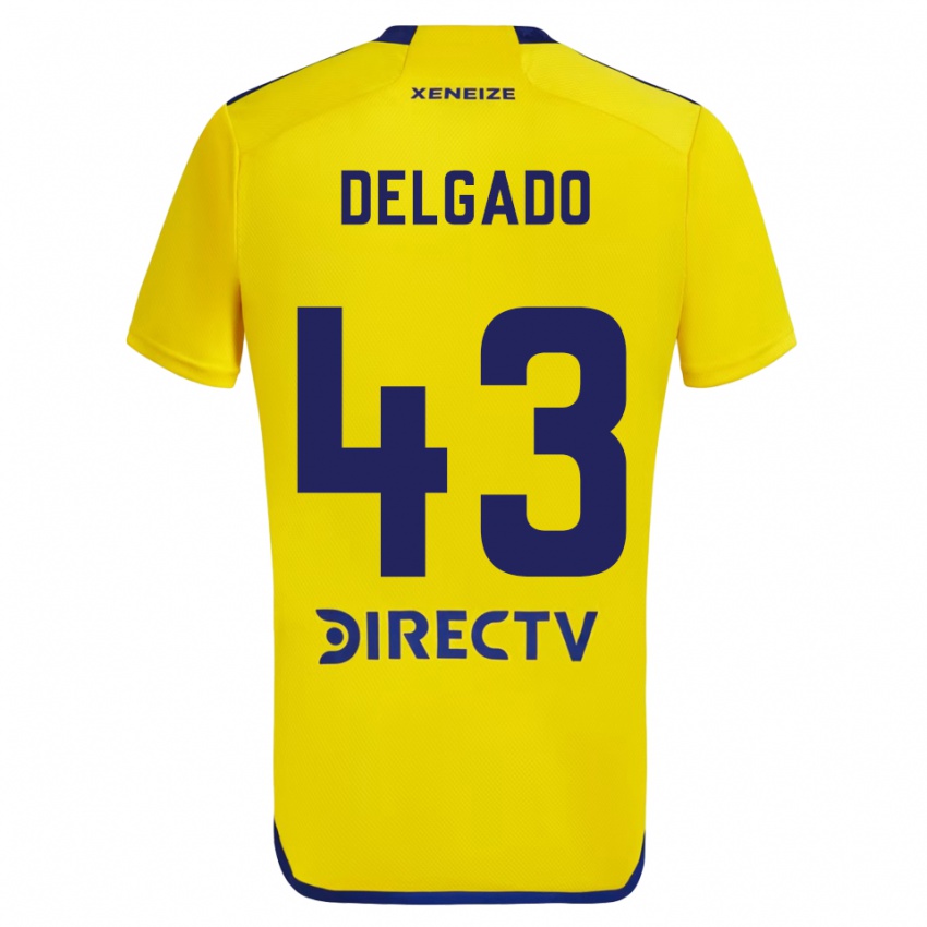 Mujer Camiseta Milton Delgado #43 Amarillo Azul 2ª Equipación 2024/25 La Camisa