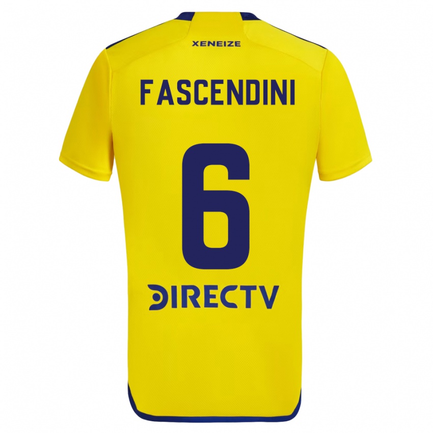 Mujer Camiseta Valentín Fascendini #6 Amarillo Azul 2ª Equipación 2024/25 La Camisa