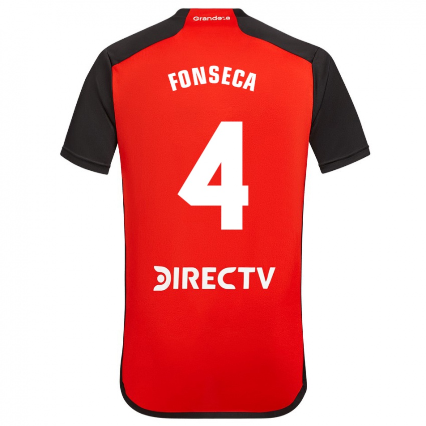 Mujer Camiseta Nicolás Fonseca #4 Rojo Negro Blanco 2ª Equipación 2024/25 La Camisa