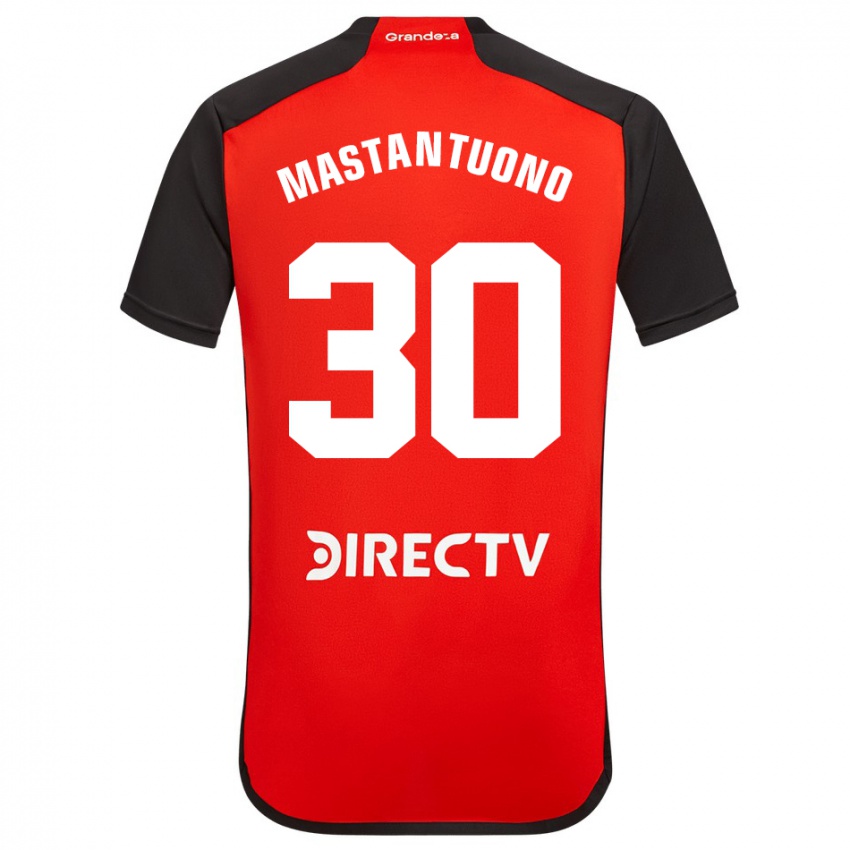 Mujer Camiseta Franco Mastantuono #30 Rojo Negro Blanco 2ª Equipación 2024/25 La Camisa