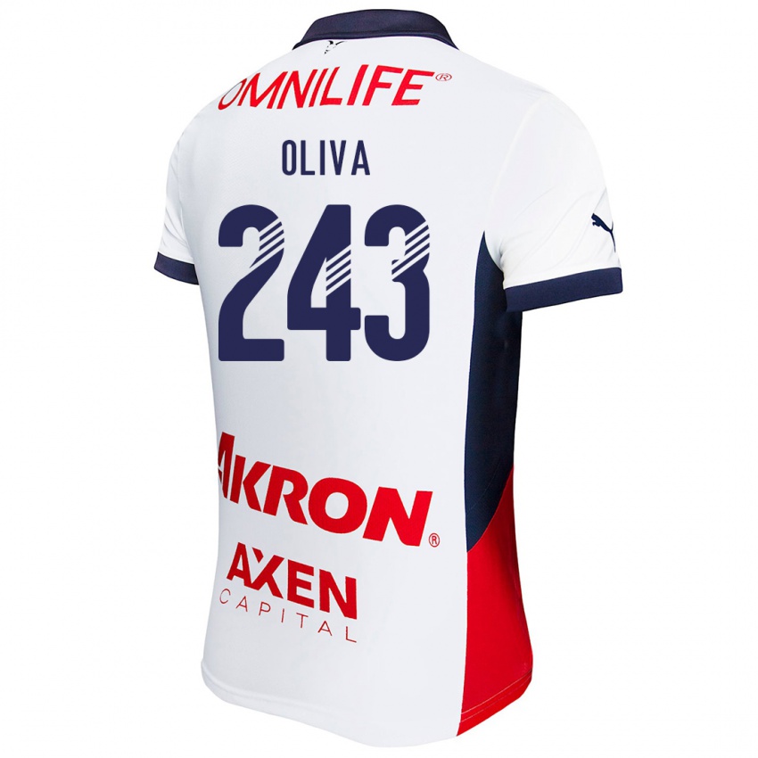 Mujer Camiseta Diego Oliva #243 Blanco Rojo Azul 2ª Equipación 2024/25 La Camisa