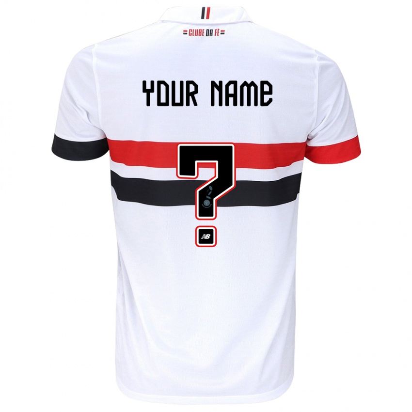 Niño Camiseta Su Nombre #0 Blanco Rojo Negro 1ª Equipación 2024/25 La Camisa