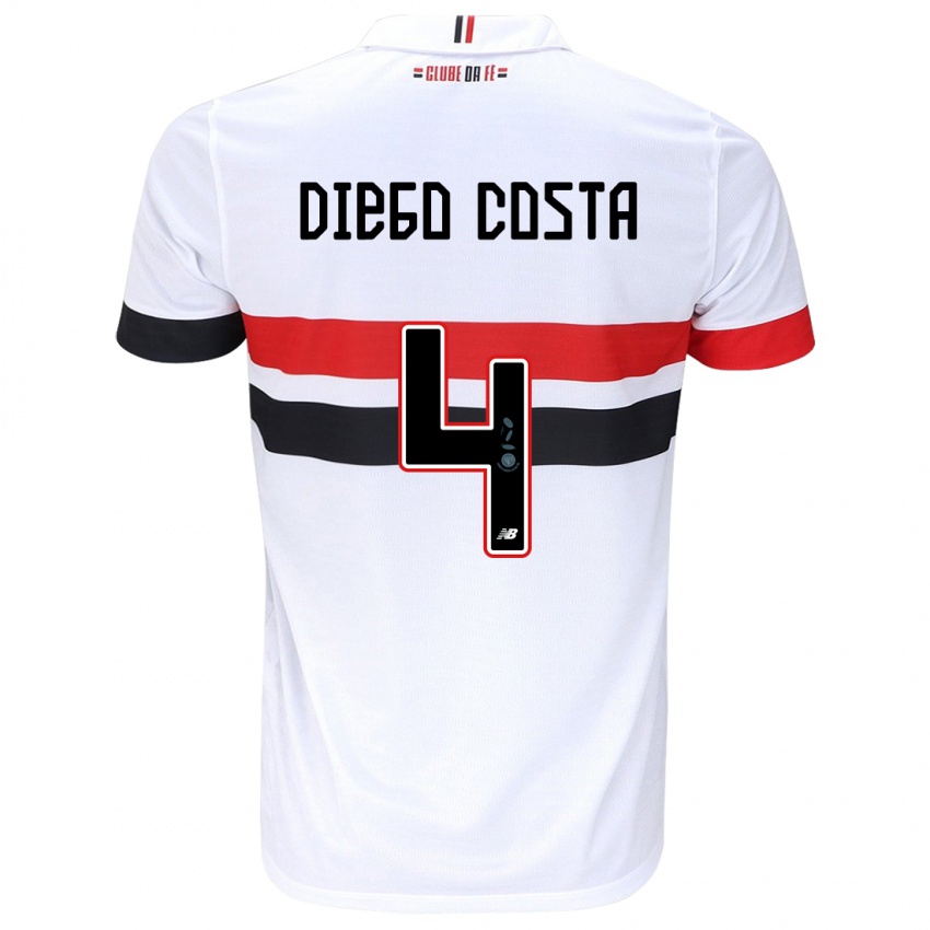 Niño Camiseta Diego Costa #4 Blanco Rojo Negro 1ª Equipación 2024/25 La Camisa