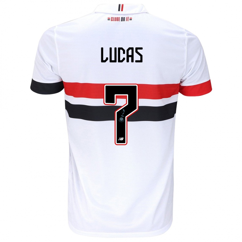 Niño Camiseta Lucas Moura #7 Blanco Rojo Negro 1ª Equipación 2024/25 La Camisa