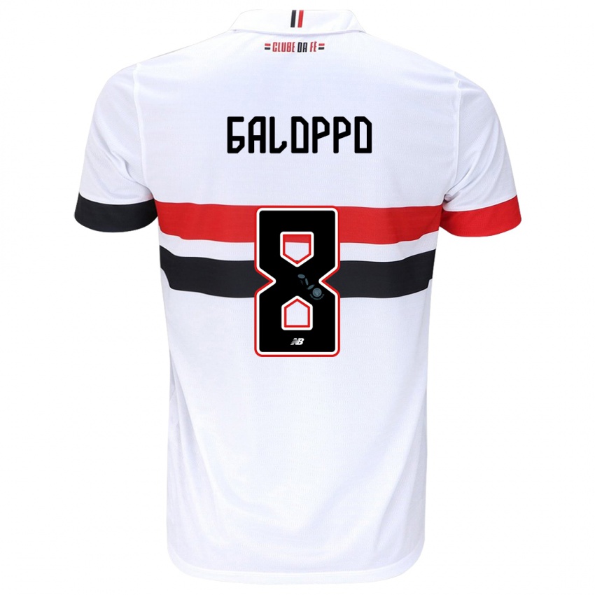 Niño Camiseta Giuliano Galoppo #8 Blanco Rojo Negro 1ª Equipación 2024/25 La Camisa