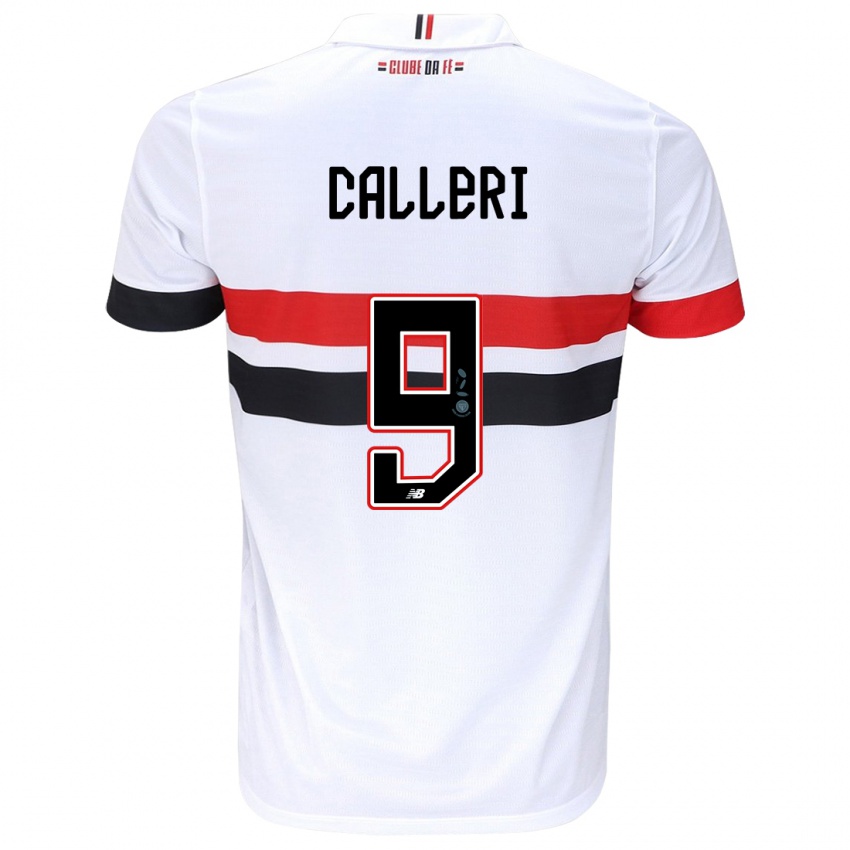 Niño Camiseta Jonathan Calleri #9 Blanco Rojo Negro 1ª Equipación 2024/25 La Camisa