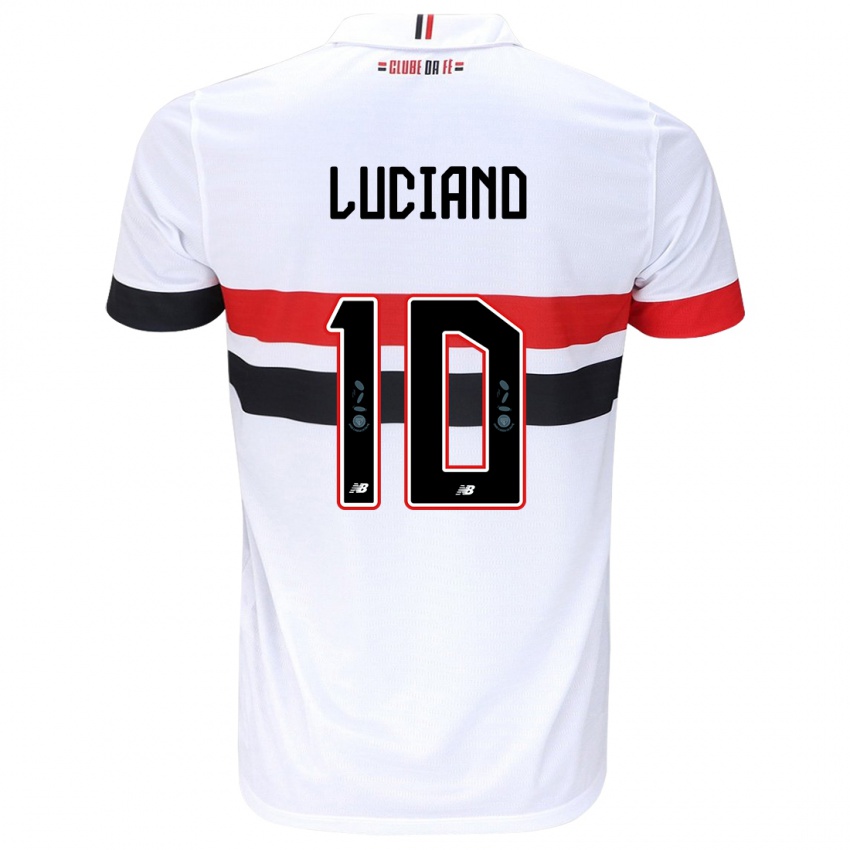 Niño Camiseta Luciano #10 Blanco Rojo Negro 1ª Equipación 2024/25 La Camisa