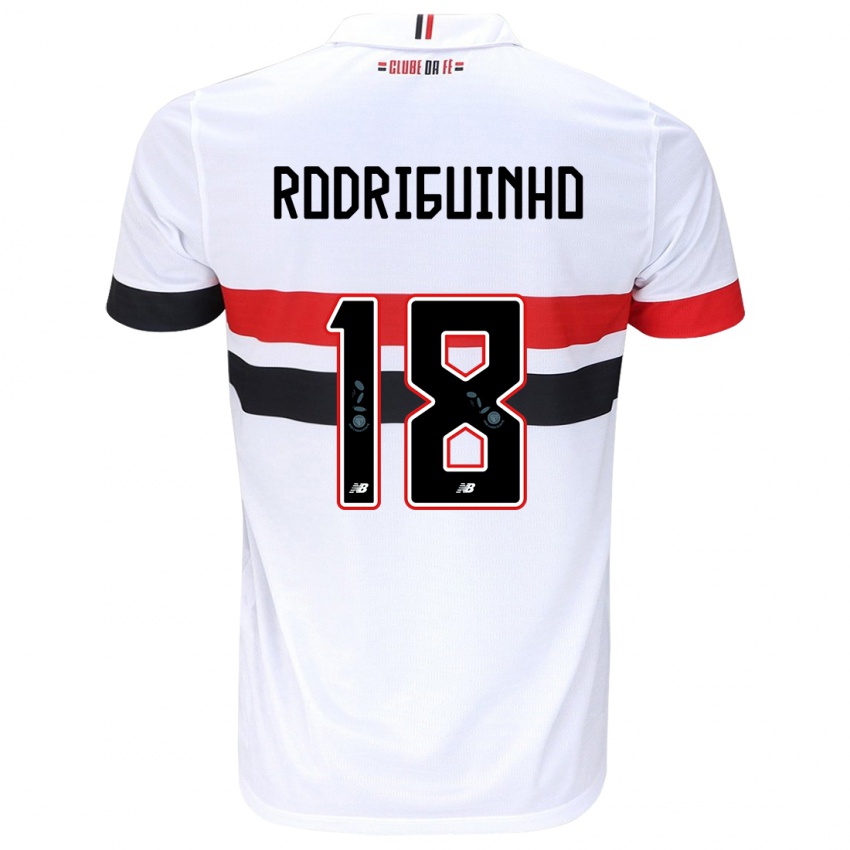 Niño Camiseta Rodriguinho #18 Blanco Rojo Negro 1ª Equipación 2024/25 La Camisa