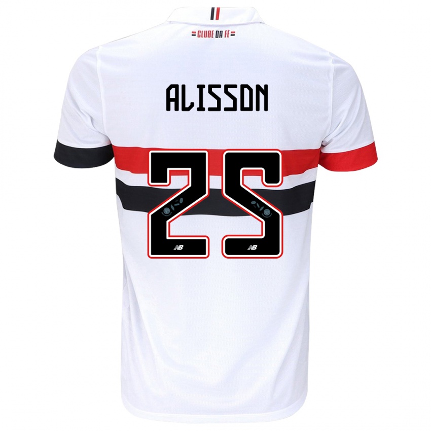 Niño Camiseta Alisson #25 Blanco Rojo Negro 1ª Equipación 2024/25 La Camisa