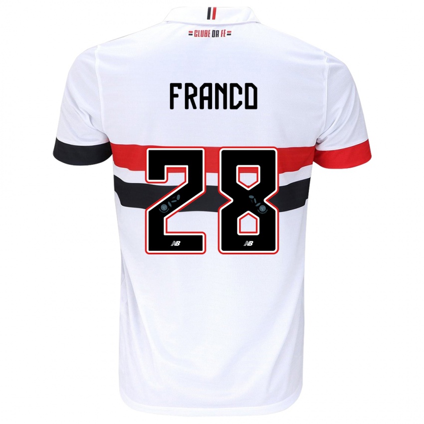 Niño Camiseta Alan Franco #28 Blanco Rojo Negro 1ª Equipación 2024/25 La Camisa