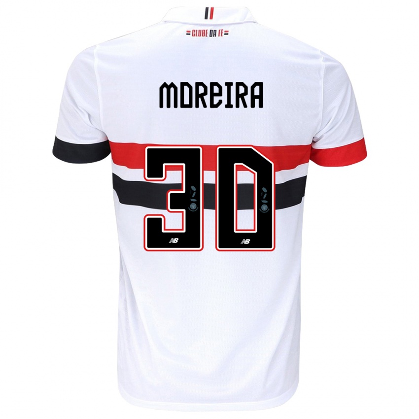 Niño Camiseta João Moreira #30 Blanco Rojo Negro 1ª Equipación 2024/25 La Camisa