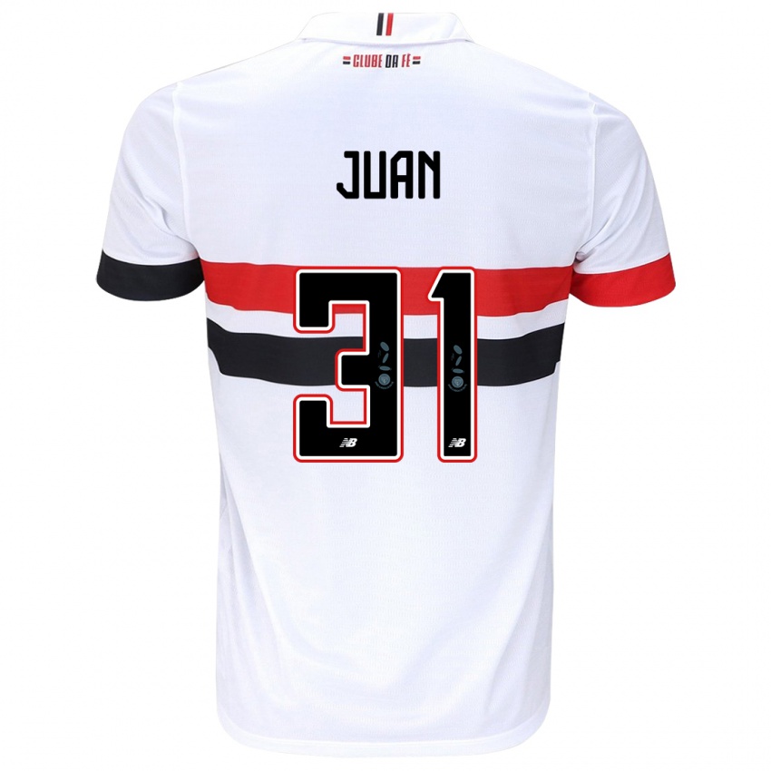 Niño Camiseta Juan #31 Blanco Rojo Negro 1ª Equipación 2024/25 La Camisa