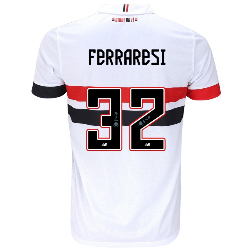 Niño Camiseta Nahuel Ferraresi #32 Blanco Rojo Negro 1ª Equipación 2024/25 La Camisa