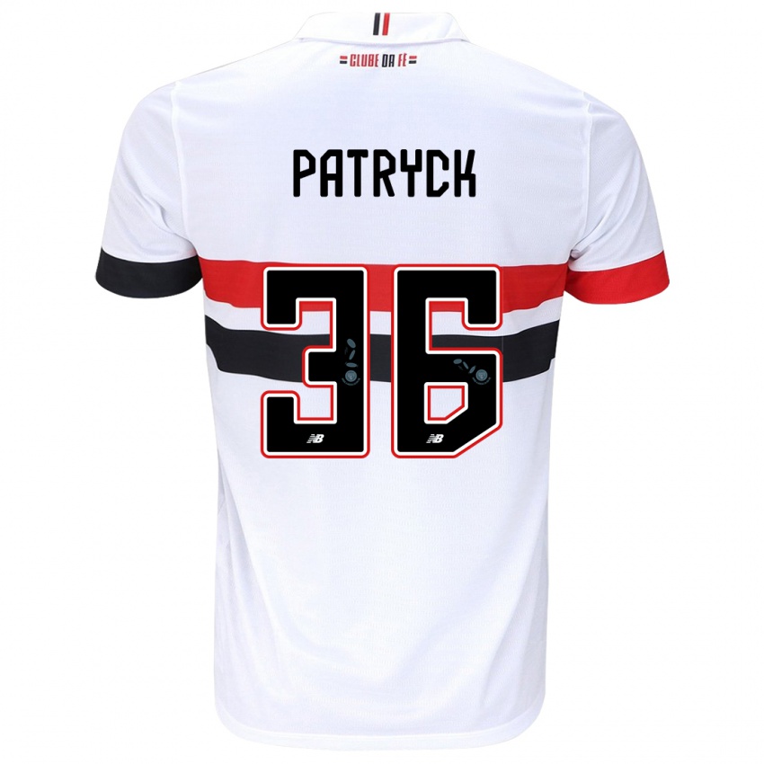 Niño Camiseta Patryck #36 Blanco Rojo Negro 1ª Equipación 2024/25 La Camisa