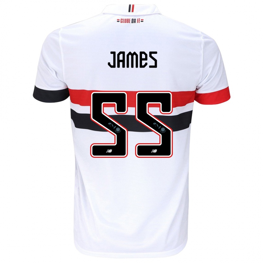 Niño Camiseta James Rodríguez #55 Blanco Rojo Negro 1ª Equipación 2024/25 La Camisa