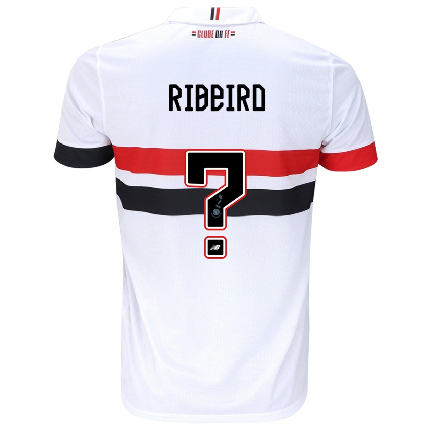 Niño Camiseta Thiago Ribeiro #0 Blanco Rojo Negro 1ª Equipación 2024/25 La Camisa