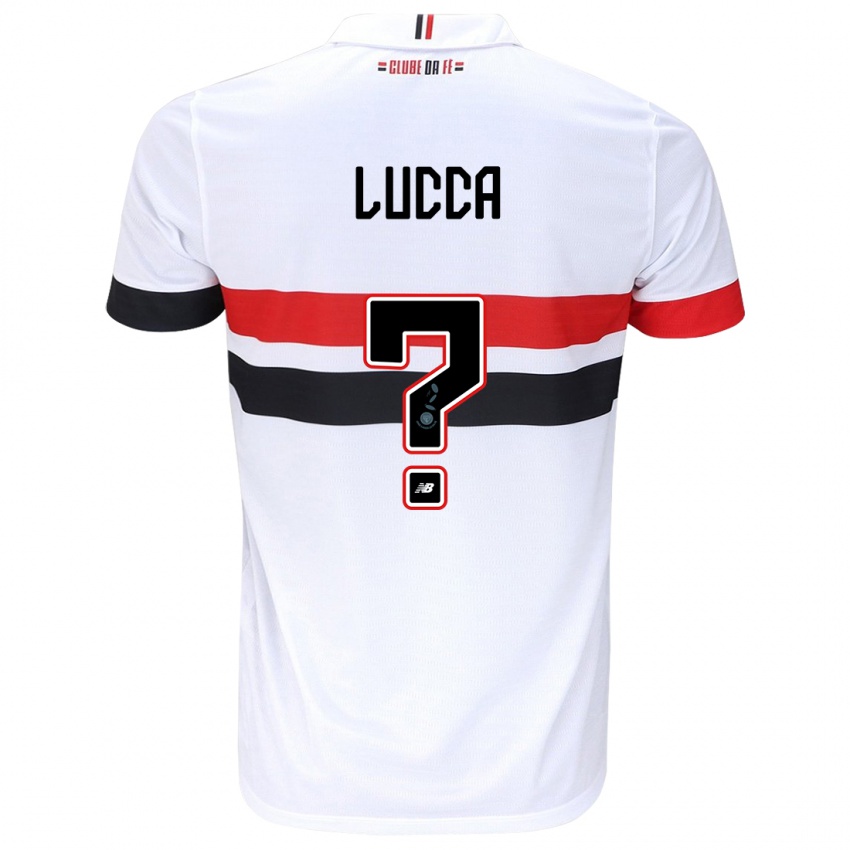 Niño Camiseta Cauã Lucca #0 Blanco Rojo Negro 1ª Equipación 2024/25 La Camisa