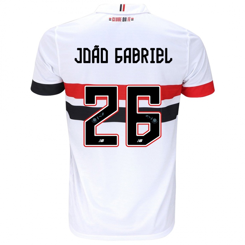 Niño Camiseta João Gabriel #26 Blanco Rojo Negro 1ª Equipación 2024/25 La Camisa