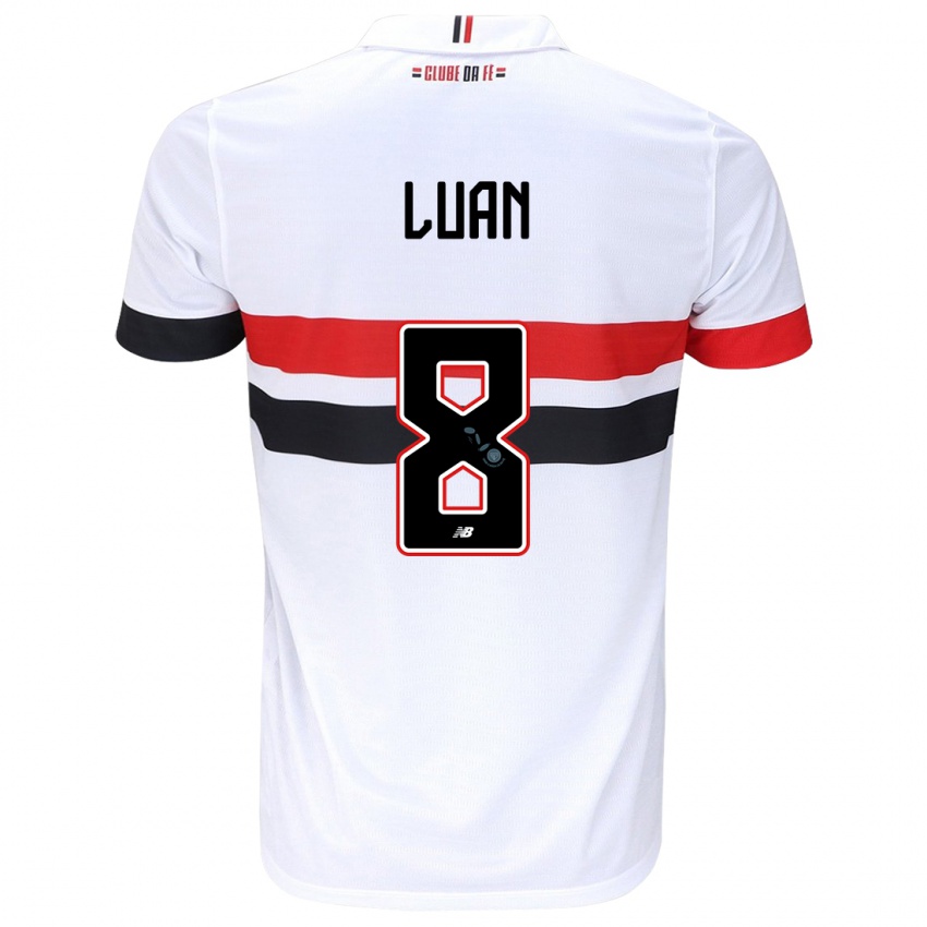 Niño Camiseta Luan #8 Blanco Rojo Negro 1ª Equipación 2024/25 La Camisa