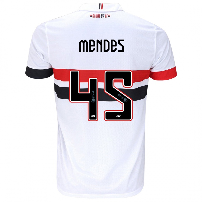 Niño Camiseta Nathan Mendes #45 Blanco Rojo Negro 1ª Equipación 2024/25 La Camisa