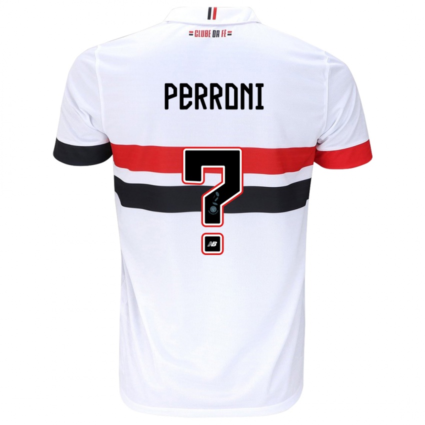 Niño Camiseta Enzo Perroni #0 Blanco Rojo Negro 1ª Equipación 2024/25 La Camisa