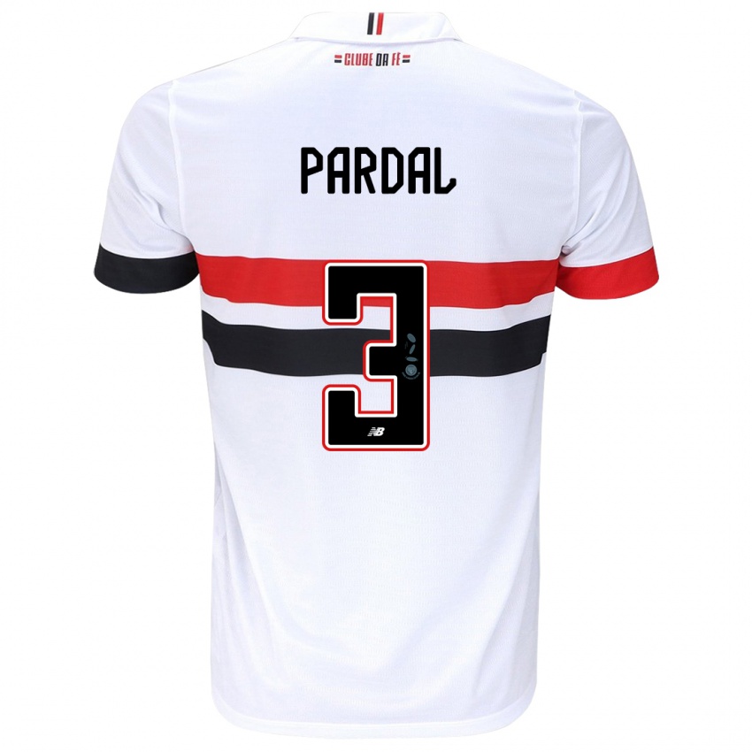 Niño Camiseta Pardal #3 Blanco Rojo Negro 1ª Equipación 2024/25 La Camisa