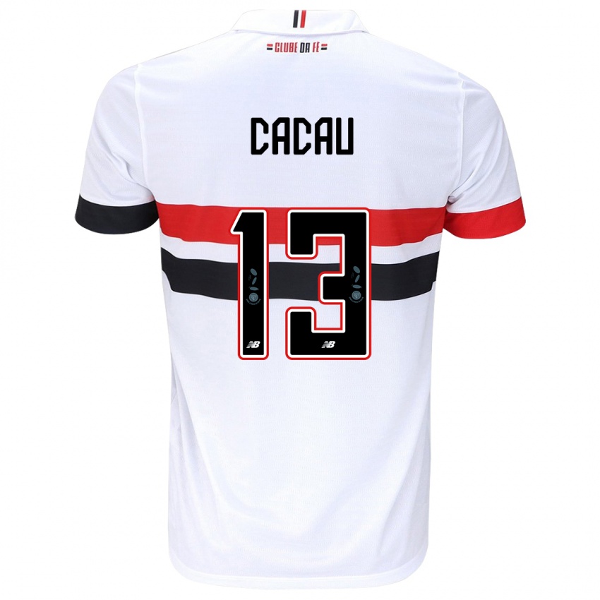 Niño Camiseta Cacau #13 Blanco Rojo Negro 1ª Equipación 2024/25 La Camisa