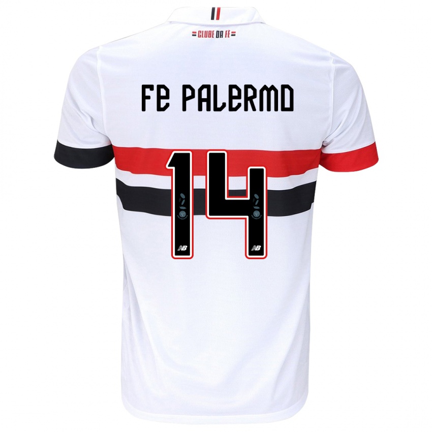 Niño Camiseta Fe Palermo #14 Blanco Rojo Negro 1ª Equipación 2024/25 La Camisa