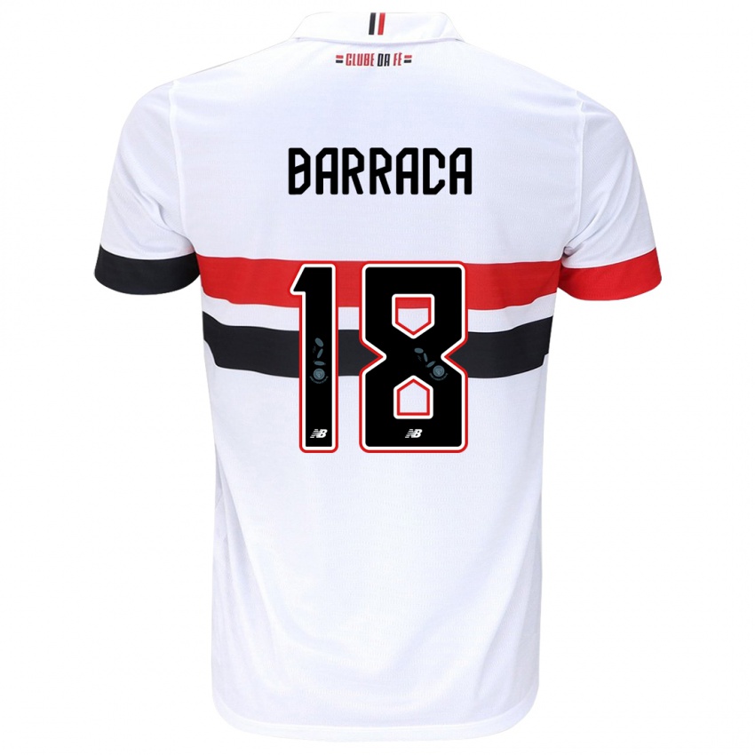 Niño Camiseta Barraca #18 Blanco Rojo Negro 1ª Equipación 2024/25 La Camisa