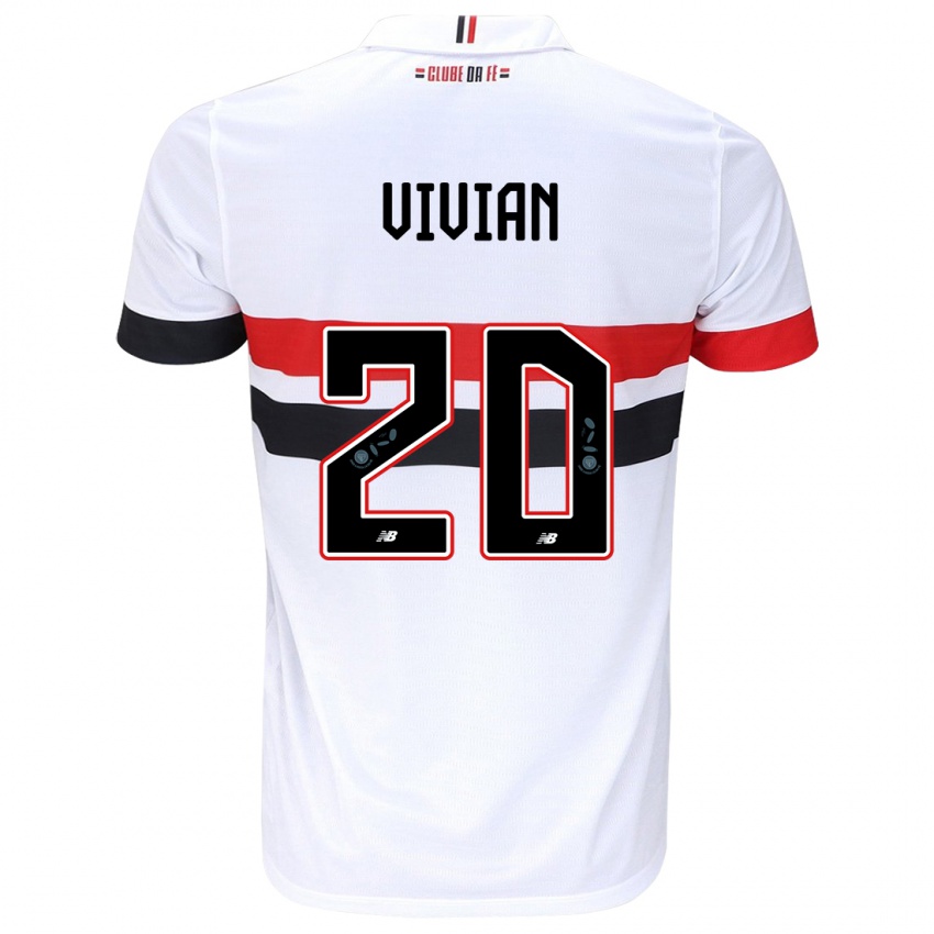 Niño Camiseta Vivian #20 Blanco Rojo Negro 1ª Equipación 2024/25 La Camisa