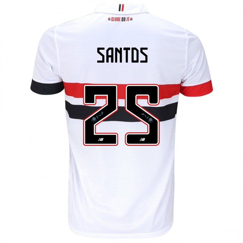 Niño Camiseta Mariana Santos #25 Blanco Rojo Negro 1ª Equipación 2024/25 La Camisa