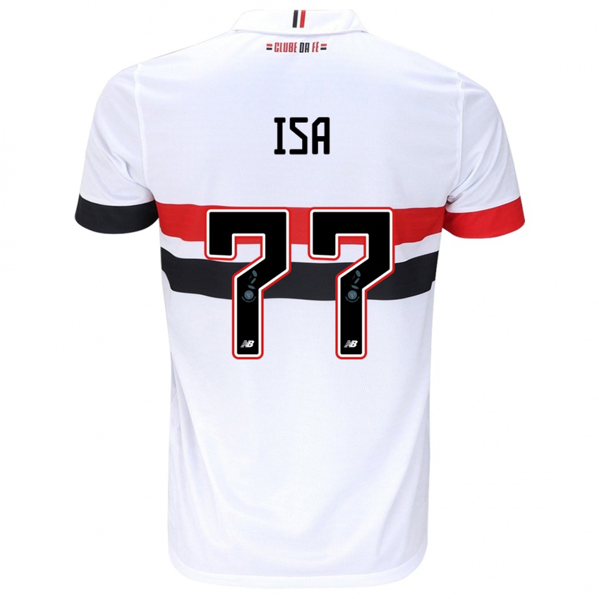 Niño Camiseta Isa #77 Blanco Rojo Negro 1ª Equipación 2024/25 La Camisa