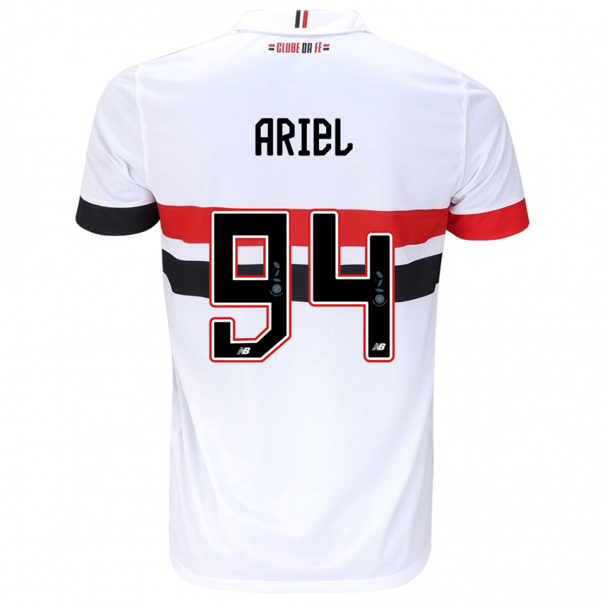 Niño Camiseta Ariel #94 Blanco Rojo Negro 1ª Equipación 2024/25 La Camisa