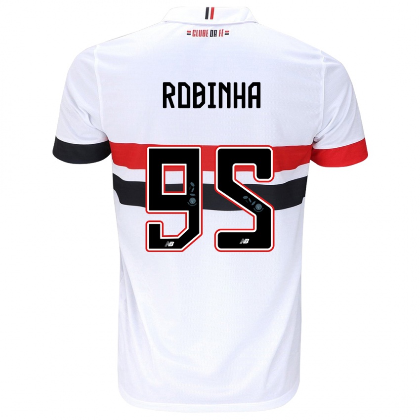 Niño Camiseta Robinha #95 Blanco Rojo Negro 1ª Equipación 2024/25 La Camisa