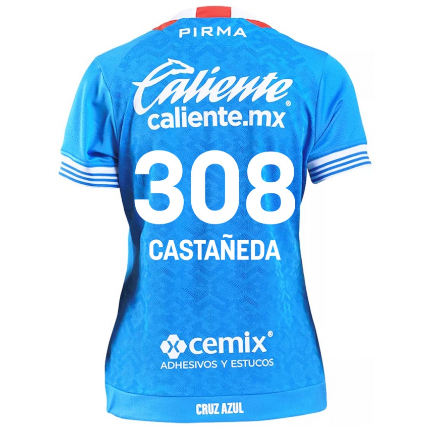 Niño Camiseta Emiliano Castañeda #308 Cielo Azul 1ª Equipación 2024/25 La Camisa