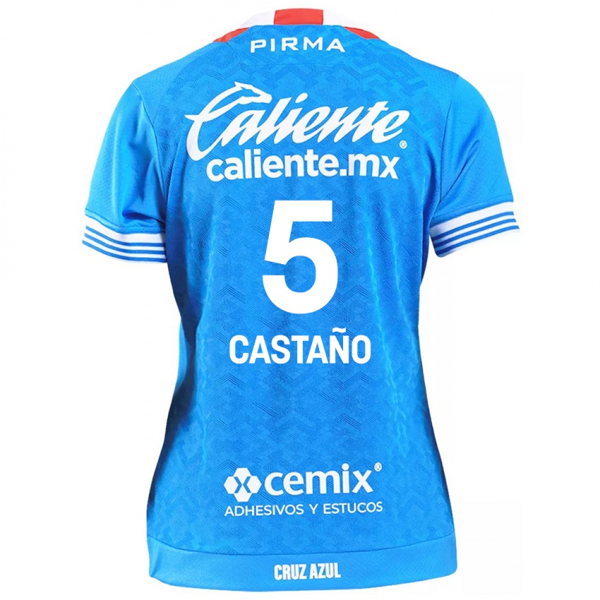 Niño Camiseta Kevin Castaño #5 Cielo Azul 1ª Equipación 2024/25 La Camisa