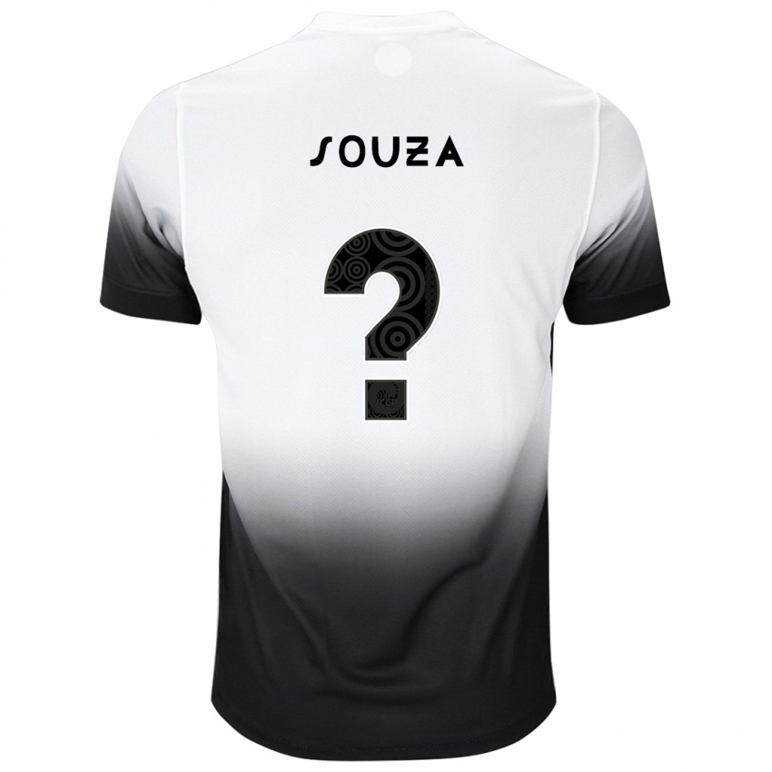 Niño Camiseta Hugo Souza #0 Blanco Negro 1ª Equipación 2024/25 La Camisa