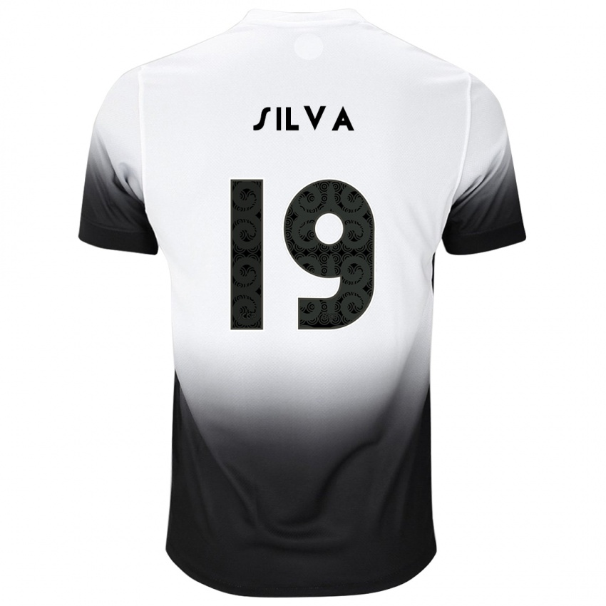 Niño Camiseta Gustavo Silva #19 Blanco Negro 1ª Equipación 2024/25 La Camisa