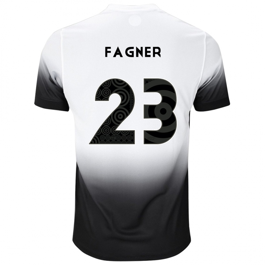 Niño Camiseta Fagner #23 Blanco Negro 1ª Equipación 2024/25 La Camisa