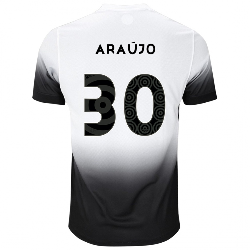 Niño Camiseta Matheus Araujo #30 Blanco Negro 1ª Equipación 2024/25 La Camisa