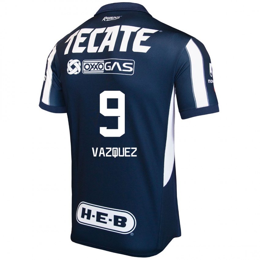 Niño Camiseta Brandon Vazquez #9 Azul Rojo Blanco 1ª Equipación 2024/25 La Camisa