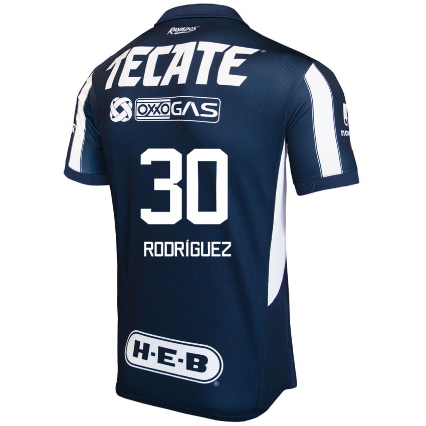 Niño Camiseta Jorge Rodríguez #30 Azul Rojo Blanco 1ª Equipación 2024/25 La Camisa