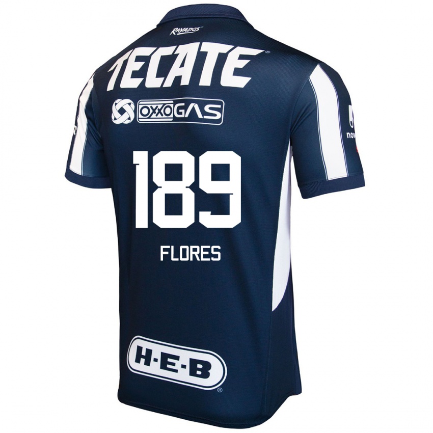 Niño Camiseta Yael Flores #189 Azul Rojo Blanco 1ª Equipación 2024/25 La Camisa