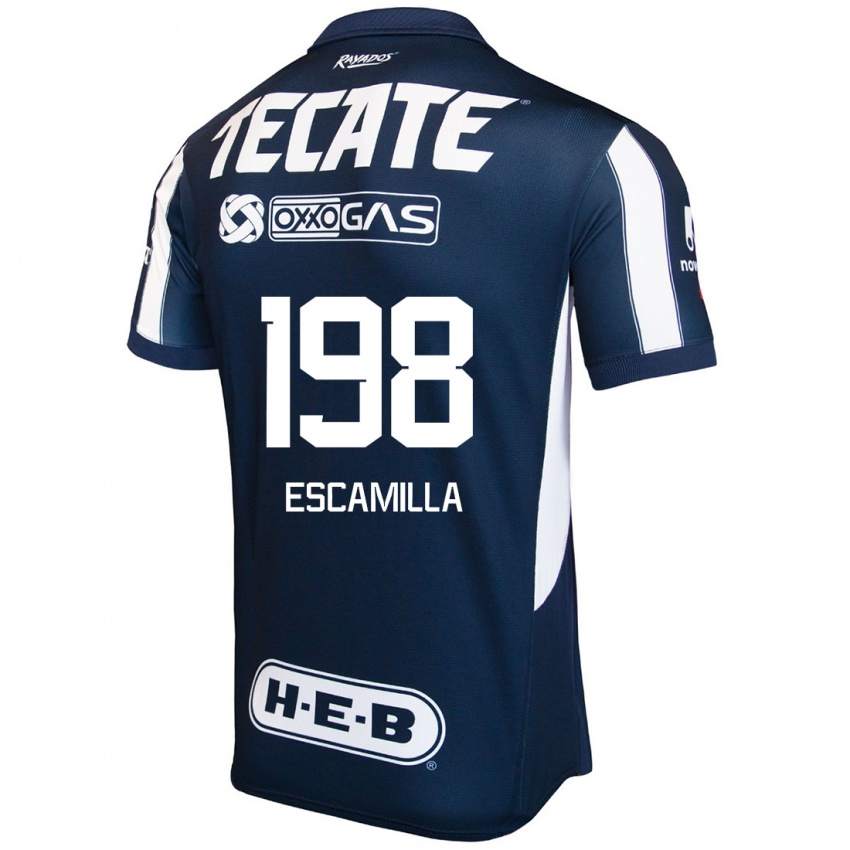 Niño Camiseta Diego Escamilla #198 Azul Rojo Blanco 1ª Equipación 2024/25 La Camisa