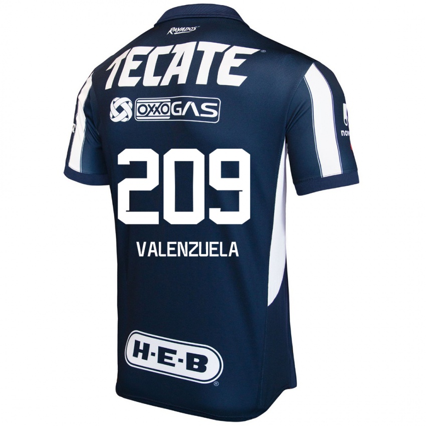 Niño Camiseta Francisco Valenzuela #209 Azul Rojo Blanco 1ª Equipación 2024/25 La Camisa