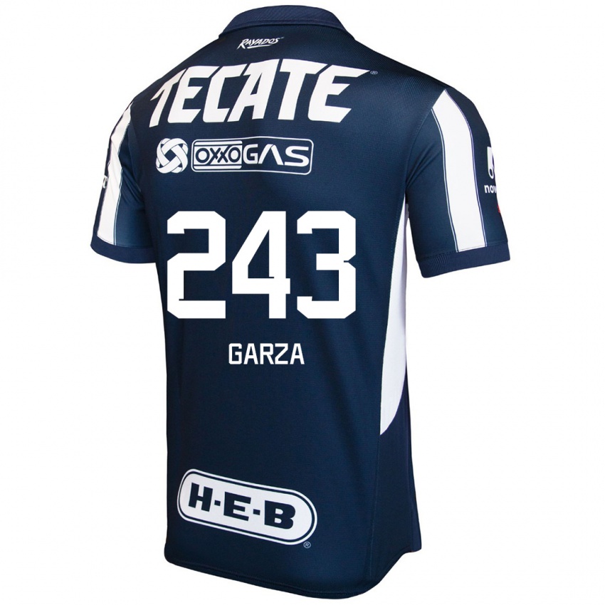 Niño Camiseta César Garza #243 Azul Rojo Blanco 1ª Equipación 2024/25 La Camisa