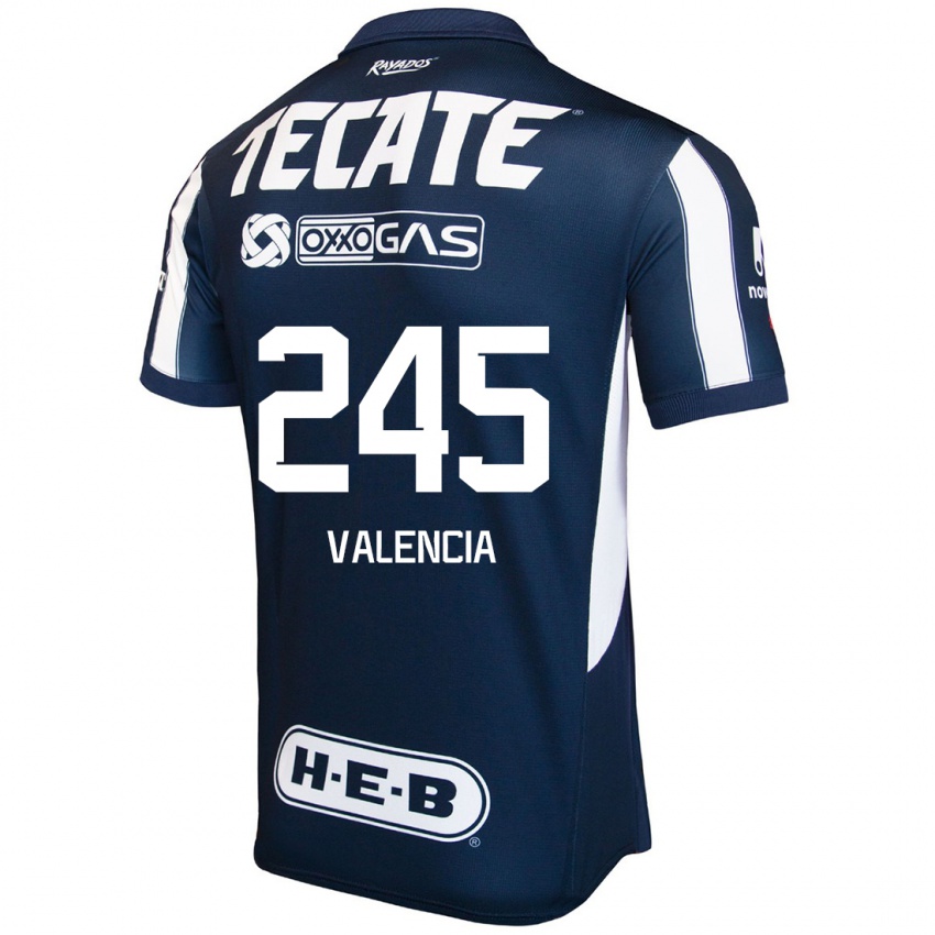 Niño Camiseta Cristian Valencia #245 Azul Rojo Blanco 1ª Equipación 2024/25 La Camisa