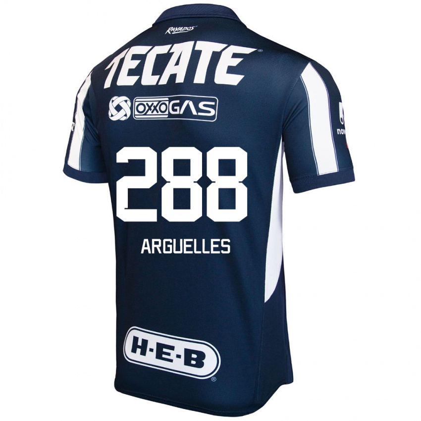 Niño Camiseta Alfonso Arguelles #288 Azul Rojo Blanco 1ª Equipación 2024/25 La Camisa