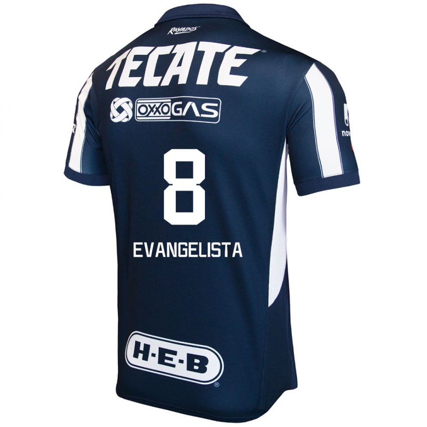 Niño Camiseta Diana Evangelista #8 Azul Rojo Blanco 1ª Equipación 2024/25 La Camisa