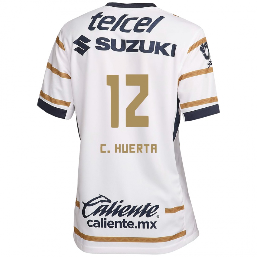 Niño Camiseta César Huerta #12 Obsidiana Blanca 1ª Equipación 2024/25 La Camisa